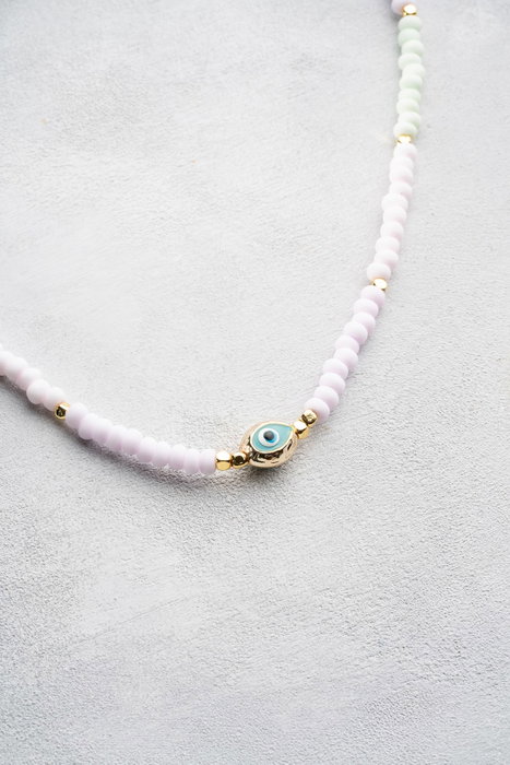 Heliophilia Silver Collar con Colgante de Ojo y Piedra Multicolor KL-0862